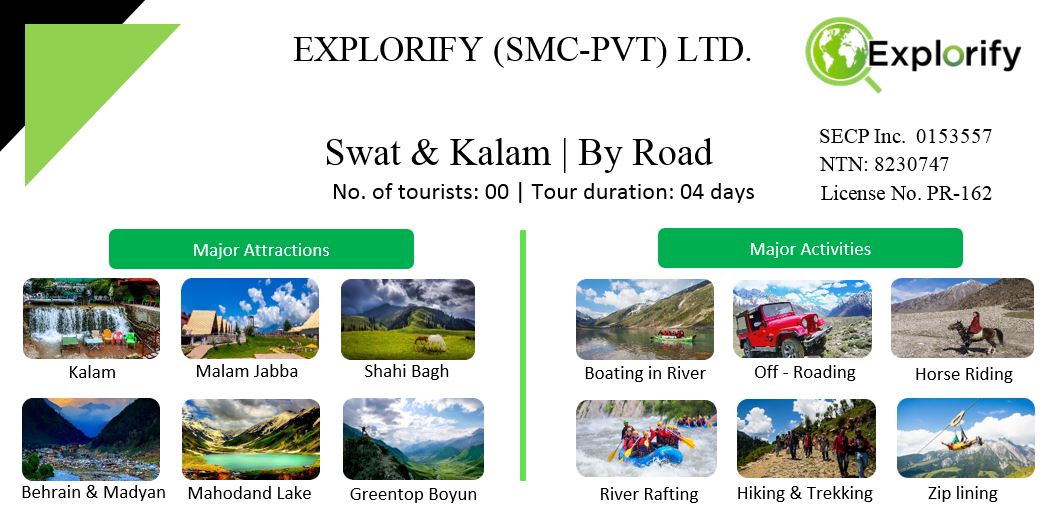 Customized | Swat & Kalam By Road - 4 Days Tour